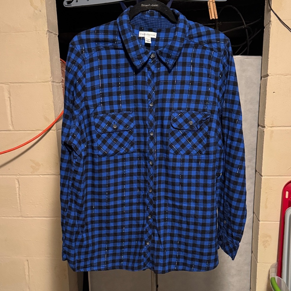Croft & Barrow Blue and Black Checkered Shirt